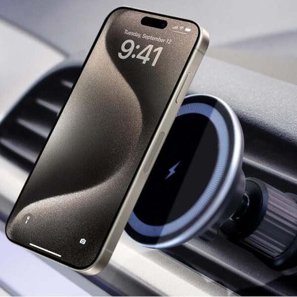 Brookstone Magnetic Car Phone Holder Mount for Car - Glass Panel Design, Magsafe Car Mount for iPhone 15 14 13 Pro Plus Max Mini & All Phones - Hands Free Car Mount with Wireless Charging Support