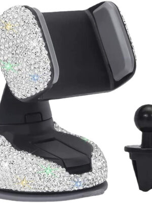 Gabba Goods Bling Car Mount Phone Holder – Fits All Phones Hands-Free - Adjustable Cell Phone 360Digrees, Universal Size Fits 1 iPhone, Samsung, GPS and More